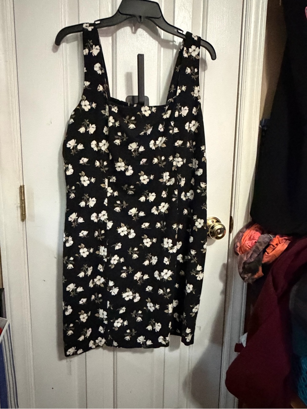 Old Navy Black Mini Dress with White Floral Print